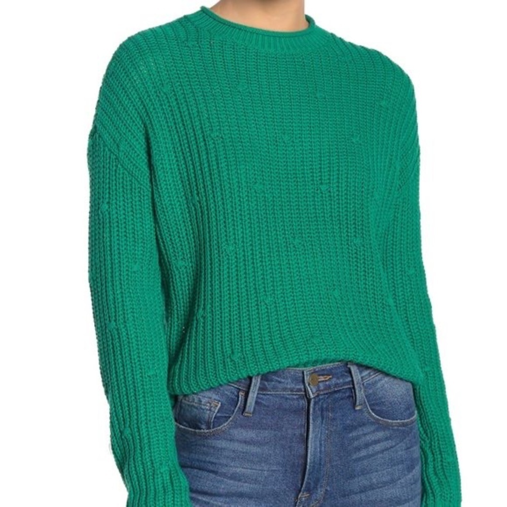 Abound Ribbed Knit Dolman Sweater Green Lake